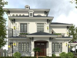 Mẫu biệt thự tân cổ điển 3 tầng 190m2 đẹp tại Long An
