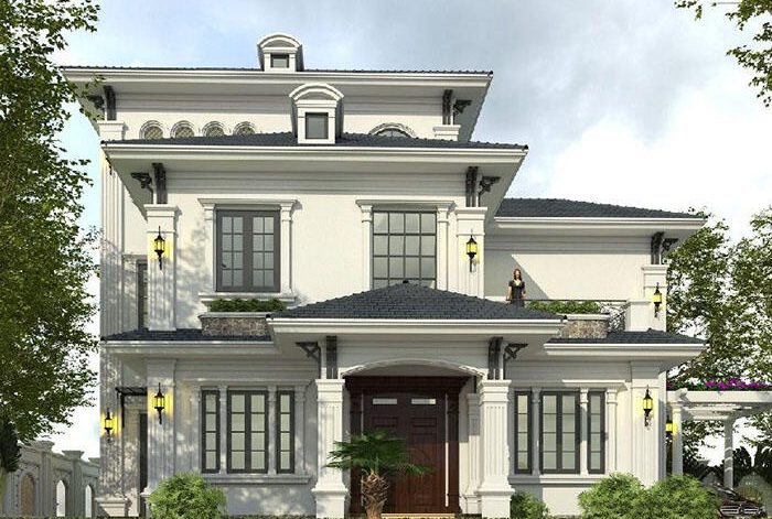 Mẫu biệt thự tân cổ điển 3 tầng 190m2 đẹp tại Long An