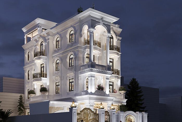Ngắm nhìn biệt thự tân cổ điển 5 tầng 8x17m đẹp kiêu sa Quận 12