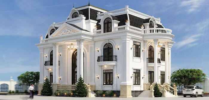 Phối cảnh biệt thự 3 tầng tân cổ điển kiểu Pháp 