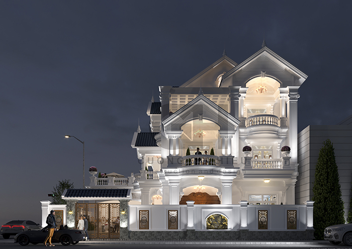 cảnh quan ngôi biệt thự tân cổ điển 3 tầng 400m2 cuốn hút
