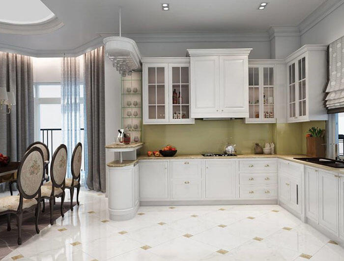 Thiết kế phòng bếp biệt thự tân cổ điển 3 tầng 11x13m