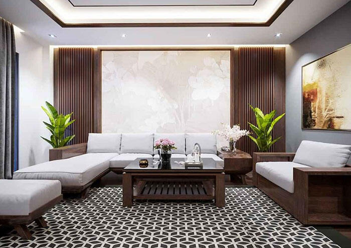 Thiết kế phòng khách biệt thự mini 2 tầng 80m2 