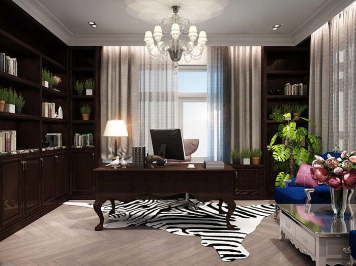 Thiết kế phòng làm việc biệt thự tân cổ điển 3 tầng 11x13m