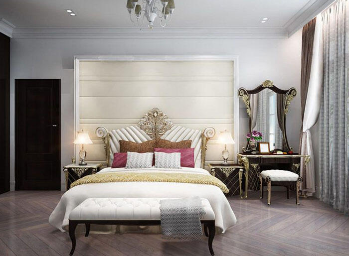Thiết kế phòng ngủ con gái biệt thự tân cổ điển 3 tầng 11x13m