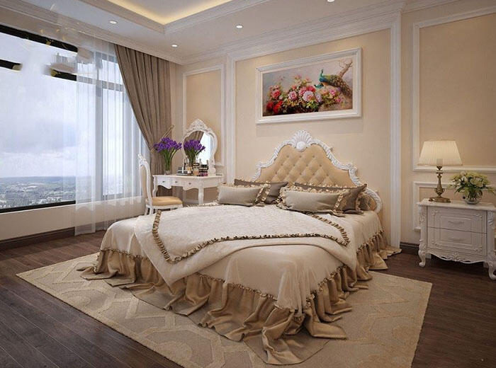 Thiết kế phòng ngủ vợ chồng biệt thự tân cổ điển 3 tầng 190m2