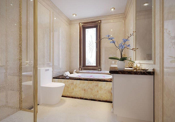 Thiết kế phòng tắm biệt thự tân cổ điển 3 tầng 190m2 