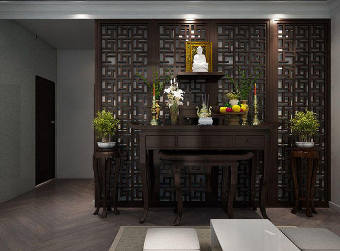 Thiết kế phòng thờ biệt thự tân cổ điển 3 tầng 11x13m